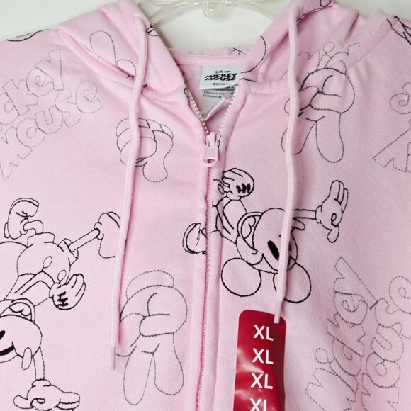 Disney Pink Mickey Mouse Embroidered Women Zipper Hoodie Jacket Sz XL - Picture 6 of 16